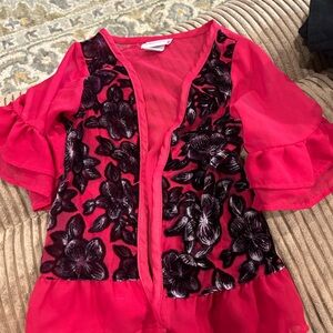 Little Lass Pink and Black Floral Kids Blouse